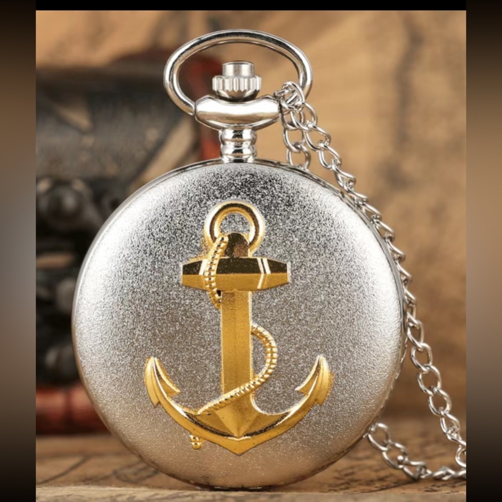 3D Anchor Quartz Pocket Watch
